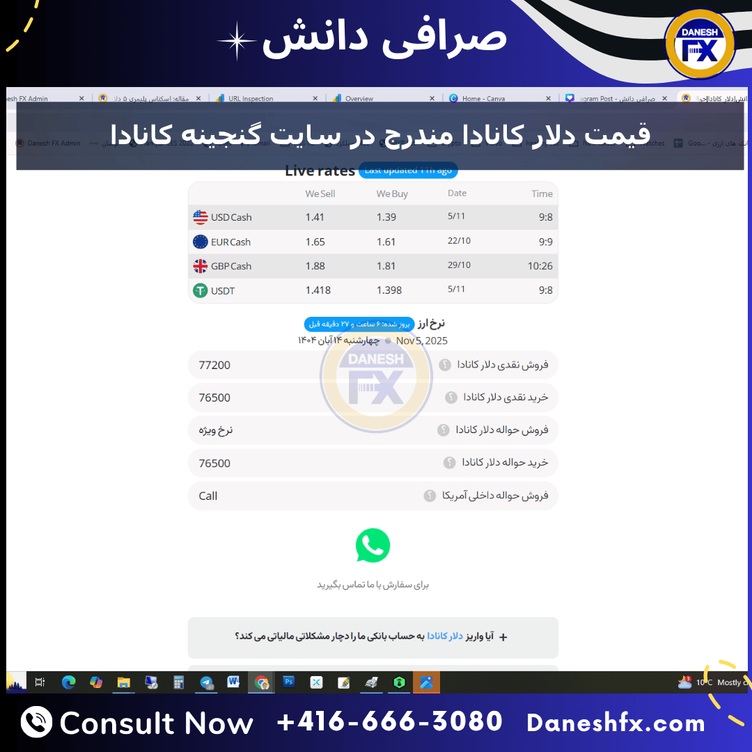 قیمت دلار کانادا سایت صرافی دانش کانادا