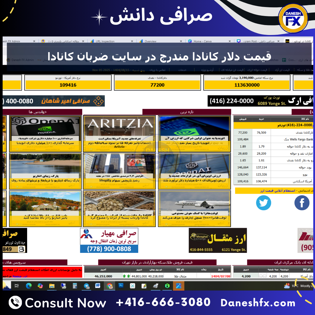 سایت زربان نرخ ارز کانادا